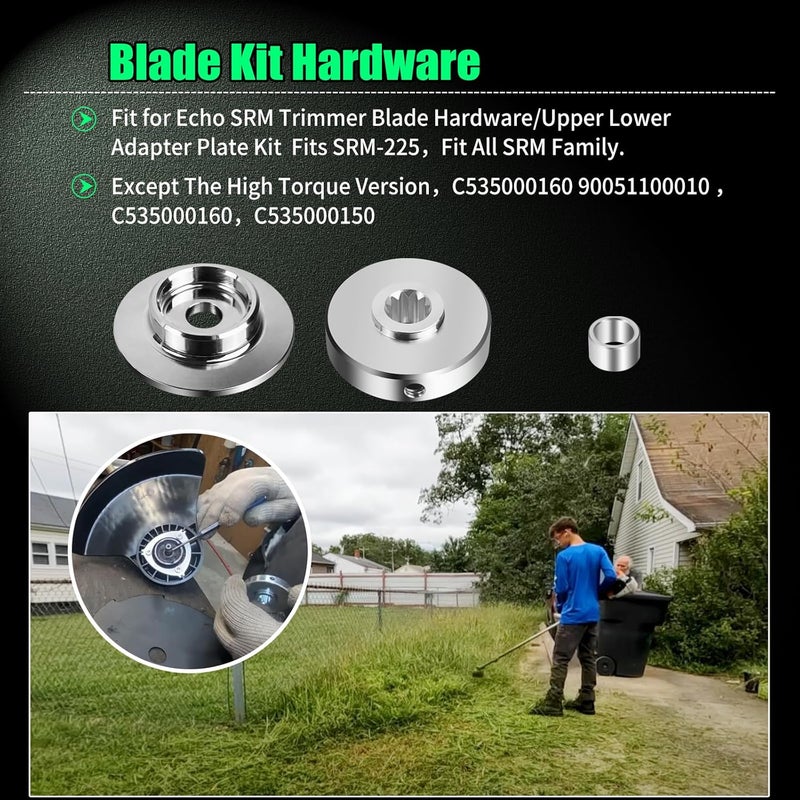 AQBB Blade Kit Hardware Compatible with Echo SRM Trimmer Blade Hardware/Upper Lower Adapter Plate Kit Fits SRM-225，Fit All SRM Family. Except The High Torque Version，C535000160 ，90051100010 - Image 3